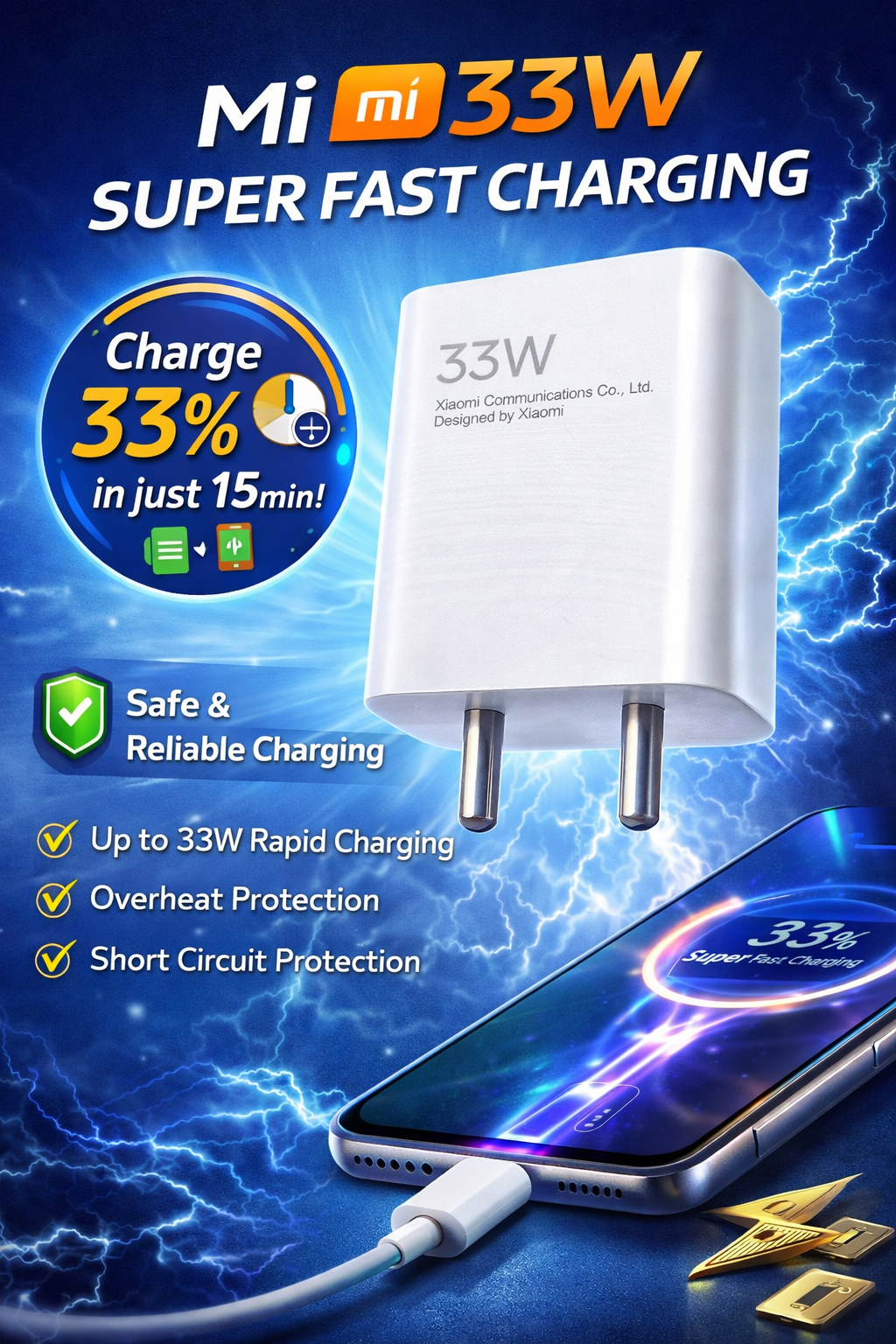 Mi 33W ORIGINAL REFRESH CHARGER ( SET OF 10 PIECE )
